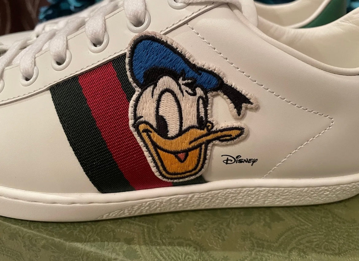 HOT! GUCCI X Disney Ace Donald Duck Women's Sneakers Size 37 EU/7 US 649401