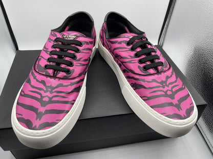 NIB Saint Laurent Venice Pink Zebra Leather Low Top Sneakers Sz 43.5/ 10.5 $525