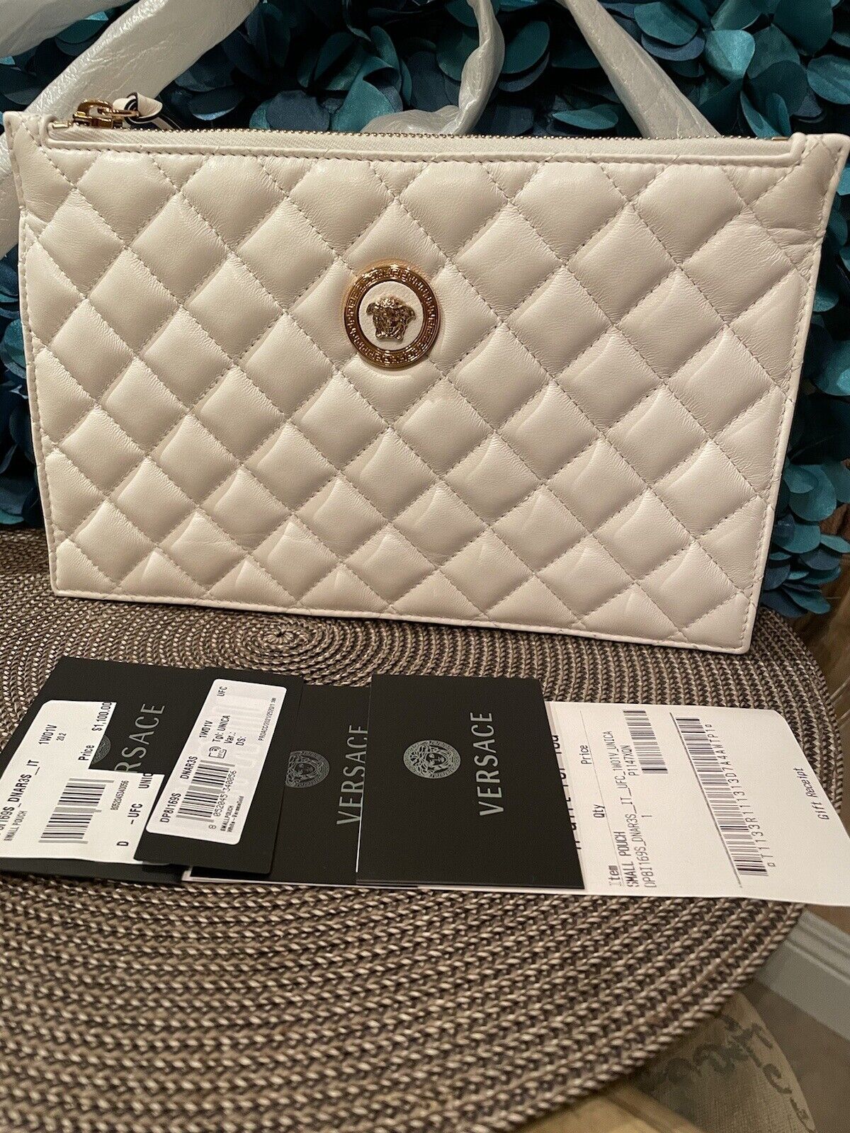 BNWT Versace Medusa Tribute Nappa Leather Shoulder Bag Crossbody White Quilted