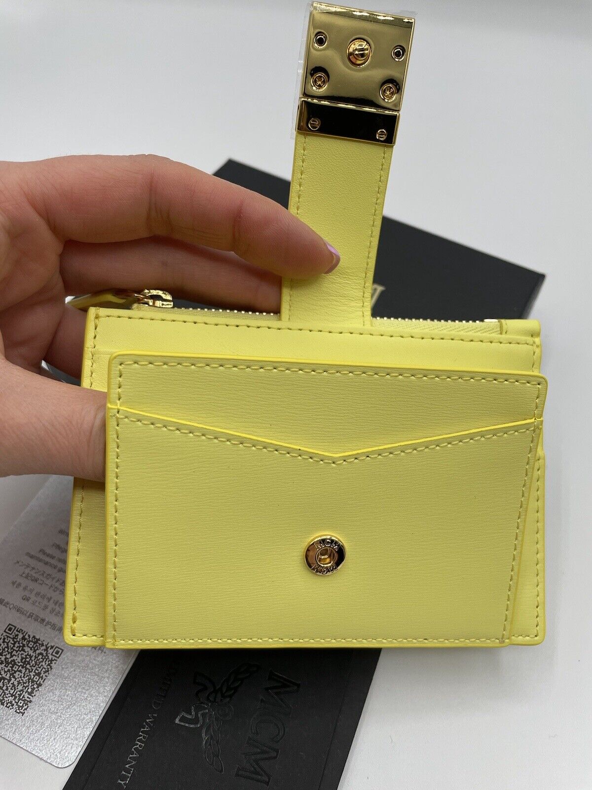NWT MCM Patricia Zip Card Case, Wallet Yellow With Gold logo MSRP $335