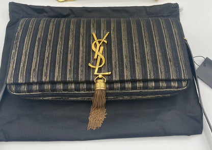 Stunning!* YSL Saint Laurent Kate 99 Gold Tassel Bag Shoulder Bag Black&Gold NWT