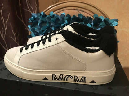 MCM Cognac White Milano Sneakers Low Tops MEX9ADA02WT043 Size 43 Eu/10 US Sale - Myluxurytrunk