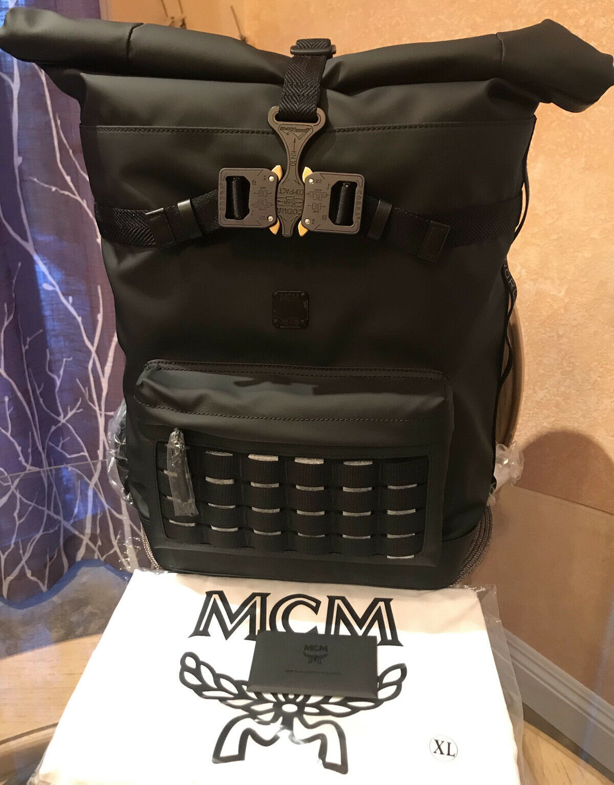 MCM Black Monogram Nylon Utility hiking Travel Backpack MMKASMV03BK001 - Myluxurytrunk