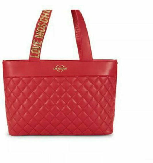Love Moschino Quilted Tote Shoulder Bag Red Gold - Myluxurytrunk