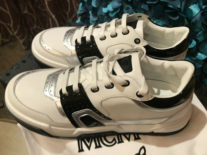 MCM Mens White Visetos Lowtop Athletic Sneaker Shoe - Myluxurytrunk