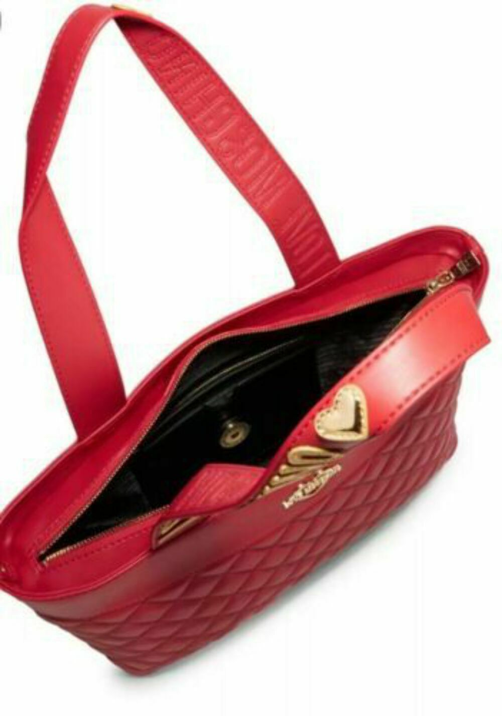 Love Moschino Quilted Tote Shoulder Bag Red Gold - Myluxurytrunk
