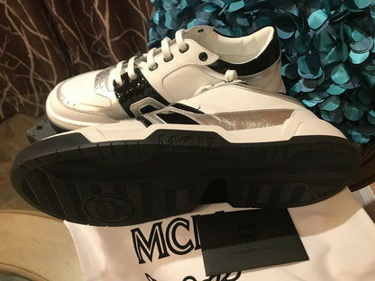 MCM Mens White Visetos Lowtop Athletic Sneaker Shoe - Myluxurytrunk
