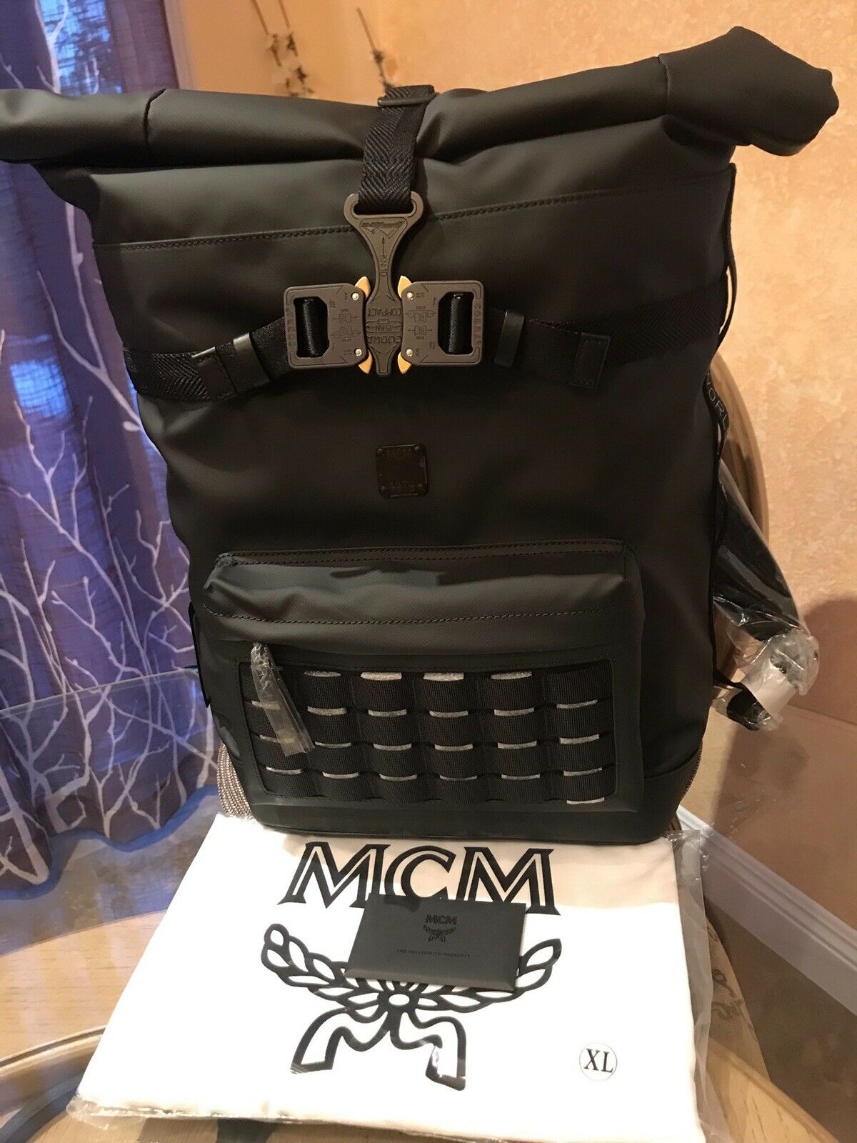 MCM Black Monogram Nylon Utility hiking Travel Backpack MMKASMV03BK001 - Myluxurytrunk