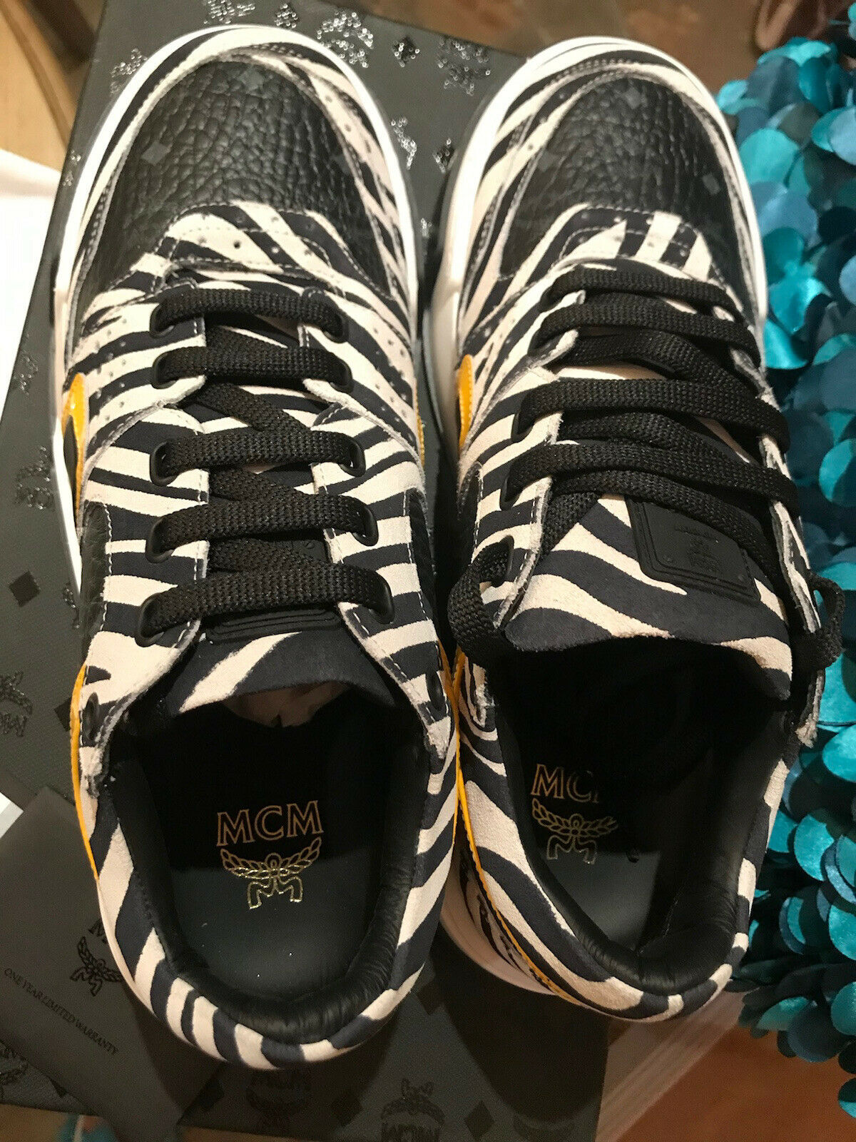 MCM Mens Black Zebra Lowtop Athletic Sneaker Shoe - Myluxurytrunk